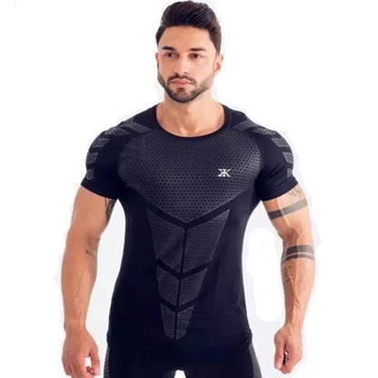 Compression Quick Dry T-Shirt Men Running Sport Skinny Short Tee Shirt Male