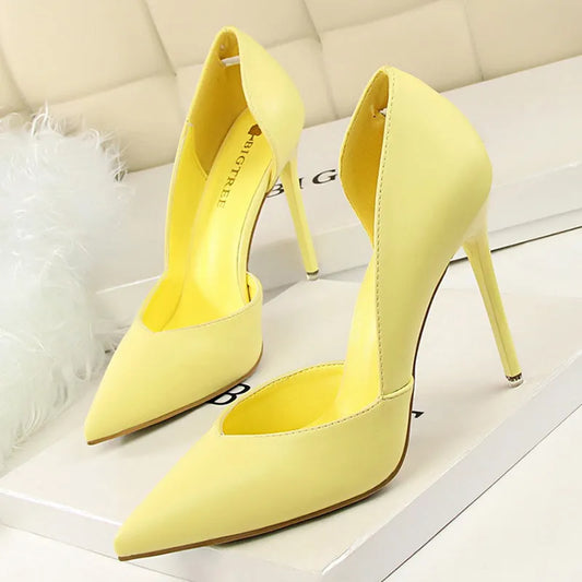 BIGTREE Shoes Women Pumps Fashion High Heels Shoes Black Pink Yellow Shoes Women