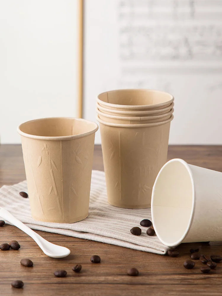 40pcs/Pack High Quality Bamboo Fiber Household Paper Cups Disposable Coffee Cup