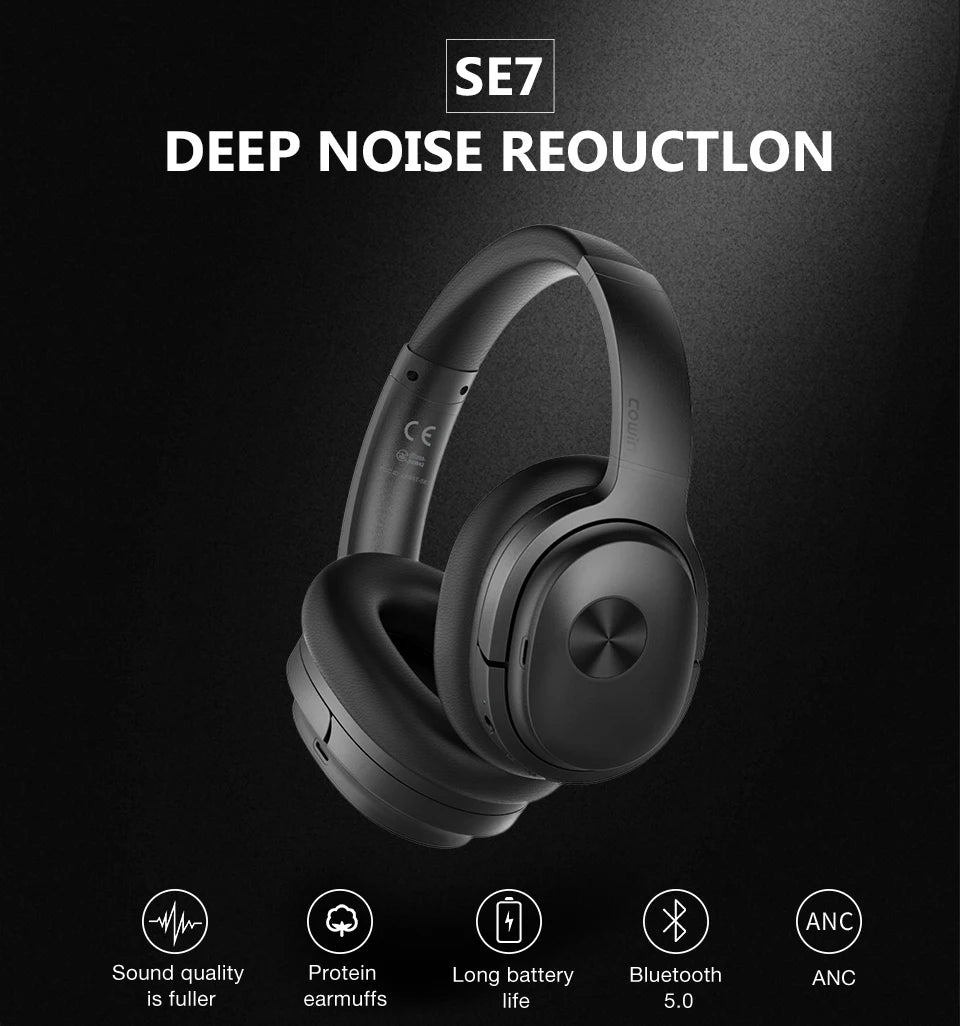 COWIN SE7[Upgraded] ANC Bluetooth Headphone Active Noise Cancelling Headphones