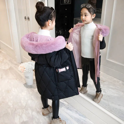 2023 New Brand Children Girl Jacket Thick Long Winter Warm Coat Fashion