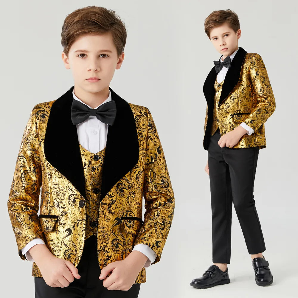 Boys Wedding Suits Shawl Lapel Boys Mens Suits 3 Piece Boy's Formal Wear Slim