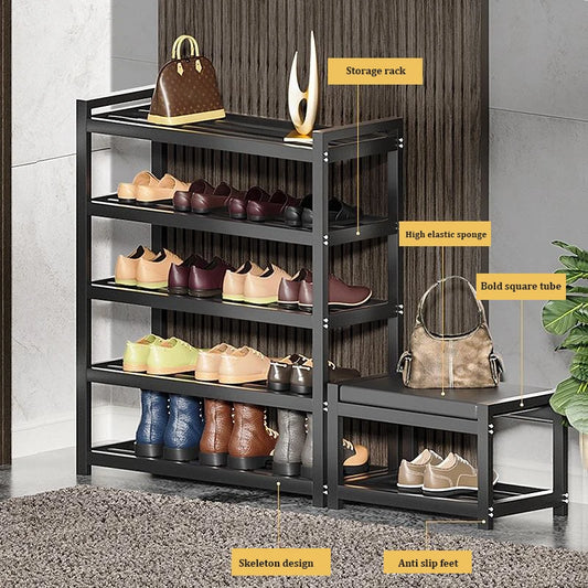 Light Luxury Multi-Layer Shoe Rack Livingroom Entry Hallway Seat Stool Storage