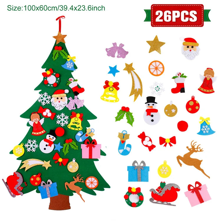 QIFU 3D DIY Felt Christmas Tree Christmas Decorations for Home Christmas