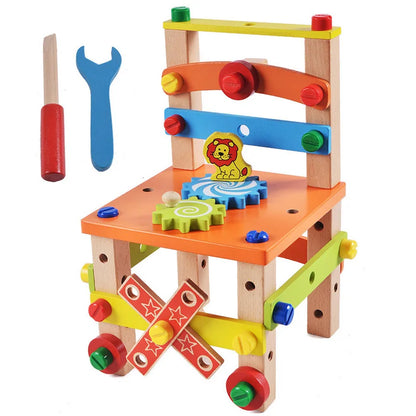 Wooden Assembling Chair Montessori Toys Baby Educational Wooden Blocks Toy