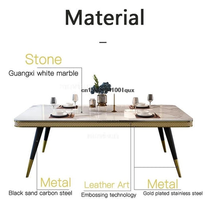 Light Luxury Dining Room Table Kitchen Furniture Marble Tabletop Home Furniture