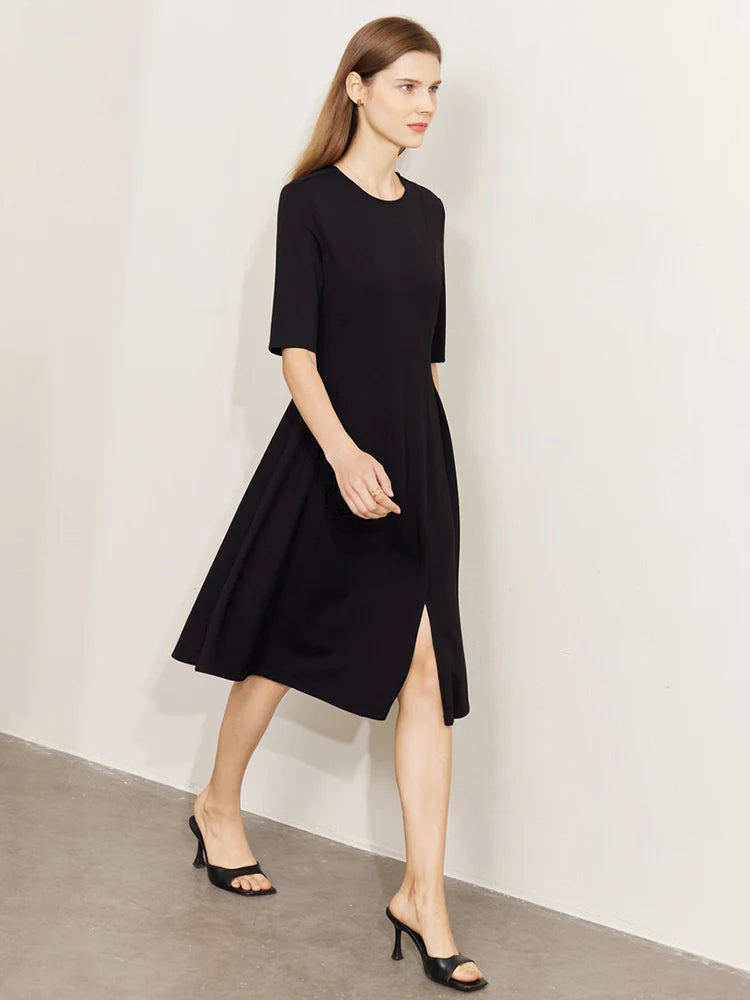 AMII Minimalism Dress for Women 2023 Spring Half Sleeve French