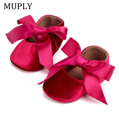 Baby Girl Cute Shoes Bow Lace Up PU Leather Princess Baby Shoes