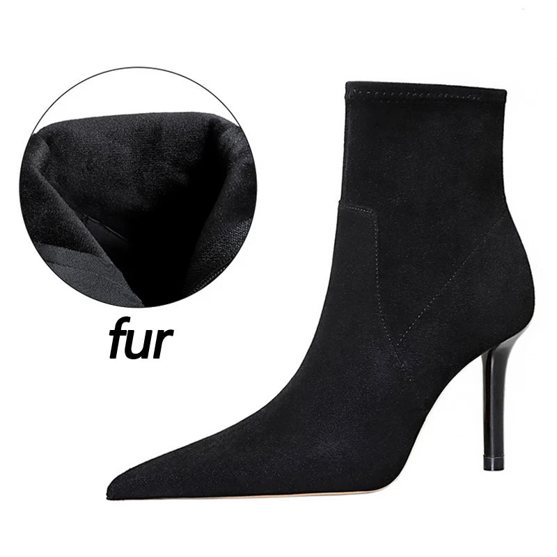 BIGTREE Shoes Black Women Ankle Boots Sexy High-Heeled Boots