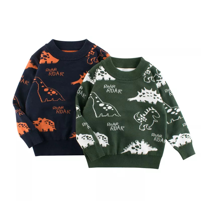 2021 Autumn Children Sweater Kids Boys Girls Clothes Cute Dinosaur Cartoon