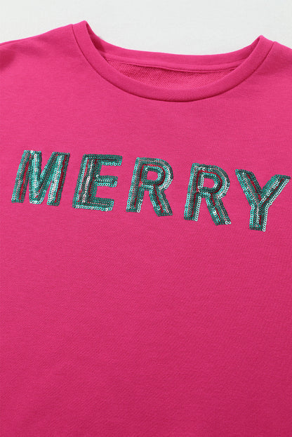 MERRY Christmas Tree Sequin Patchwork Sweatshirt