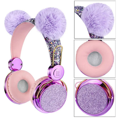 Bluetooth Cute Kids Wireless Headphone With Microphone Girls 3.5mm