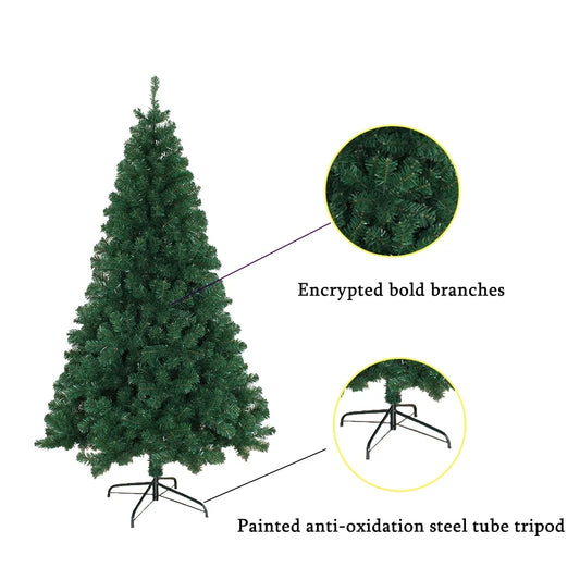 2.1m Artificial Christmas Tree With 800 Pine Branches PVC Flame Retardant Metal