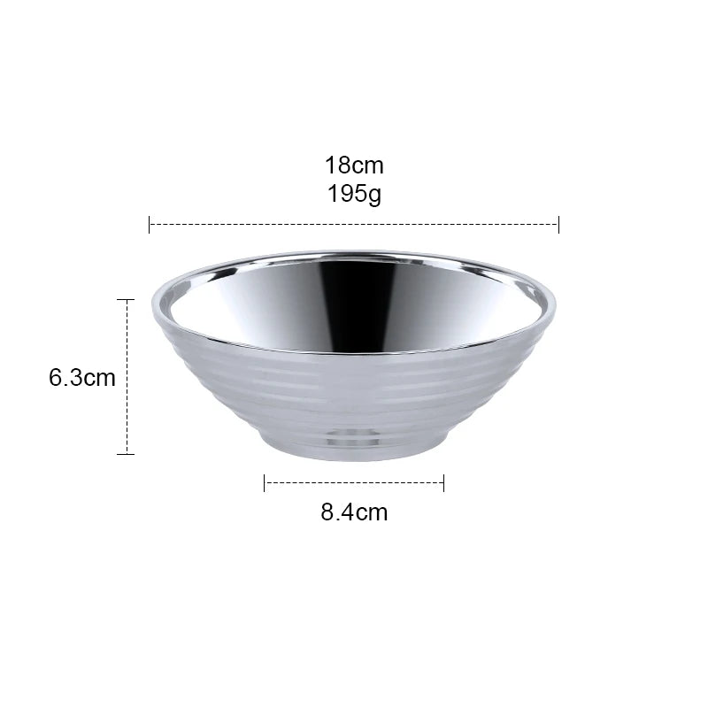 Stainless Steel Soup Bowl Gift Double Layer Anti-Scalding Tableware