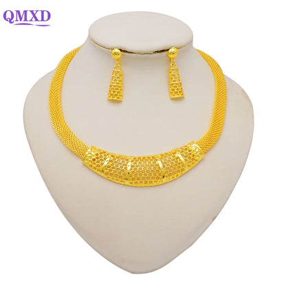 Ethiopian Dubai Gold Color Jewelery Sets for Women Girl Bridal Tassel Flower