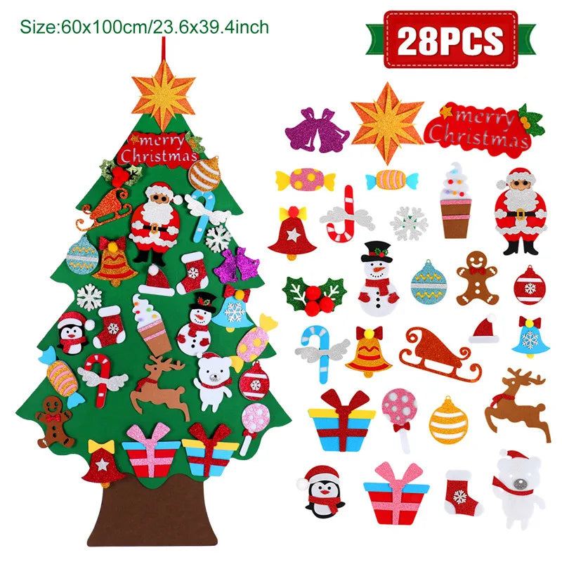 QIFU 3D DIY Felt Christmas Tree Christmas Decorations for Home Christmas