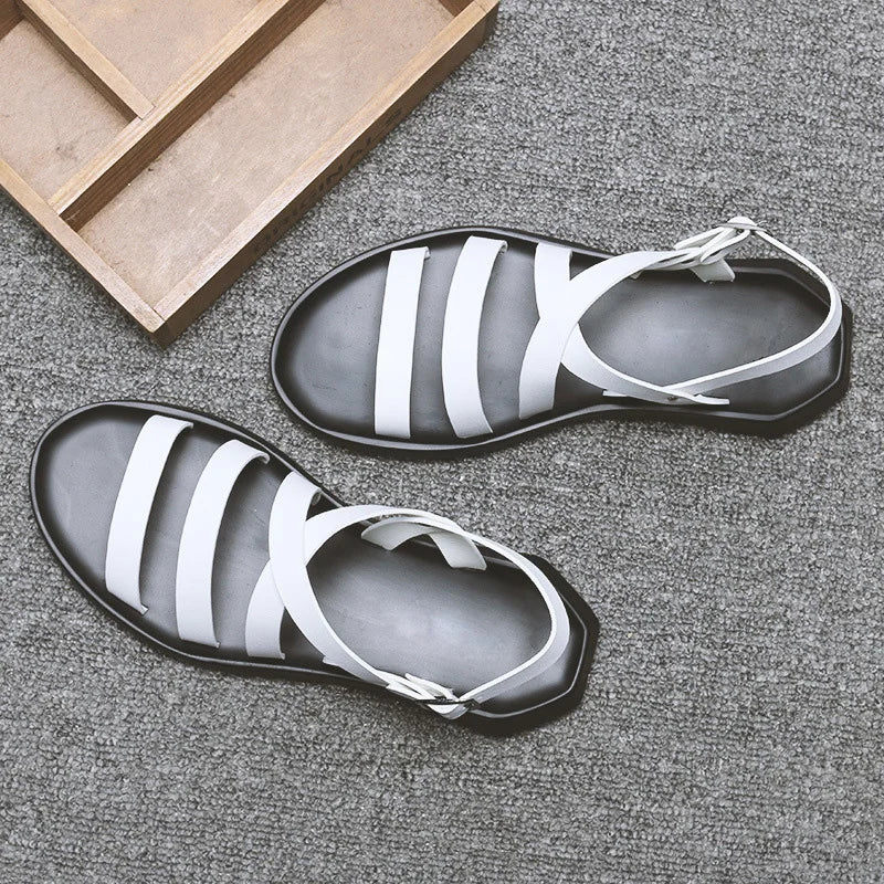 Summer Mens Sandals Leather Men Shoes Flat Beach Sandals