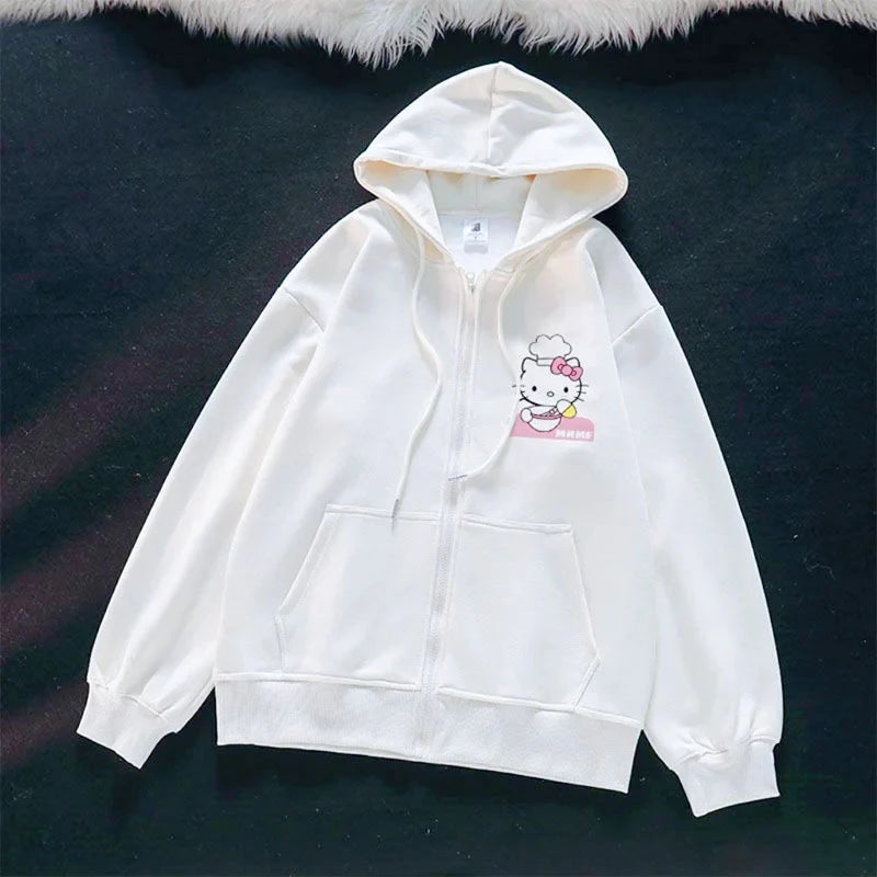 Sanrio Anime Cute Printed Hoodies Women Cartoon Hello Kitty Y2k Sweatshirt