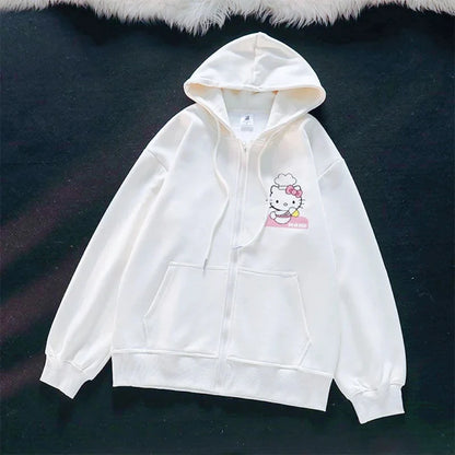 Sanrio Anime Cute Printed Hoodies Women Cartoon Hello Kitty Y2k Sweatshirt