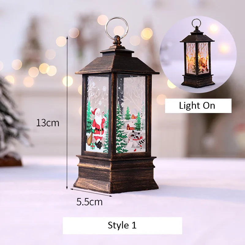 Santa Claus Snowman Lantern Light Merry Christmas Decor for Home Christmas Tree