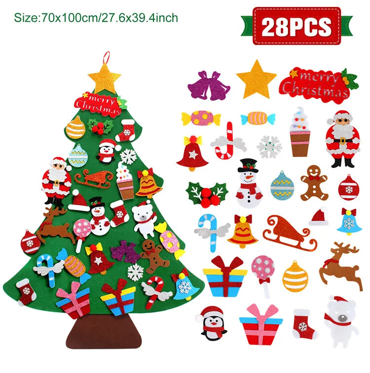 QIFU 3D DIY Felt Christmas Tree Christmas Decorations for Home Christmas