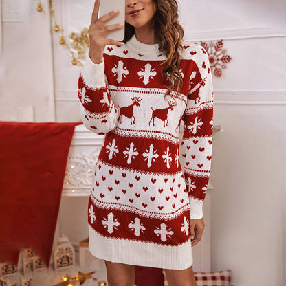 2024 Fall Winter New Arrival Knitting Pullover Long Sleeve Jacquard Deer Women