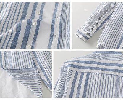 2022 New Design Men'S Linen Shirt Stripe Men Designers Shirts Men Casual Shirt