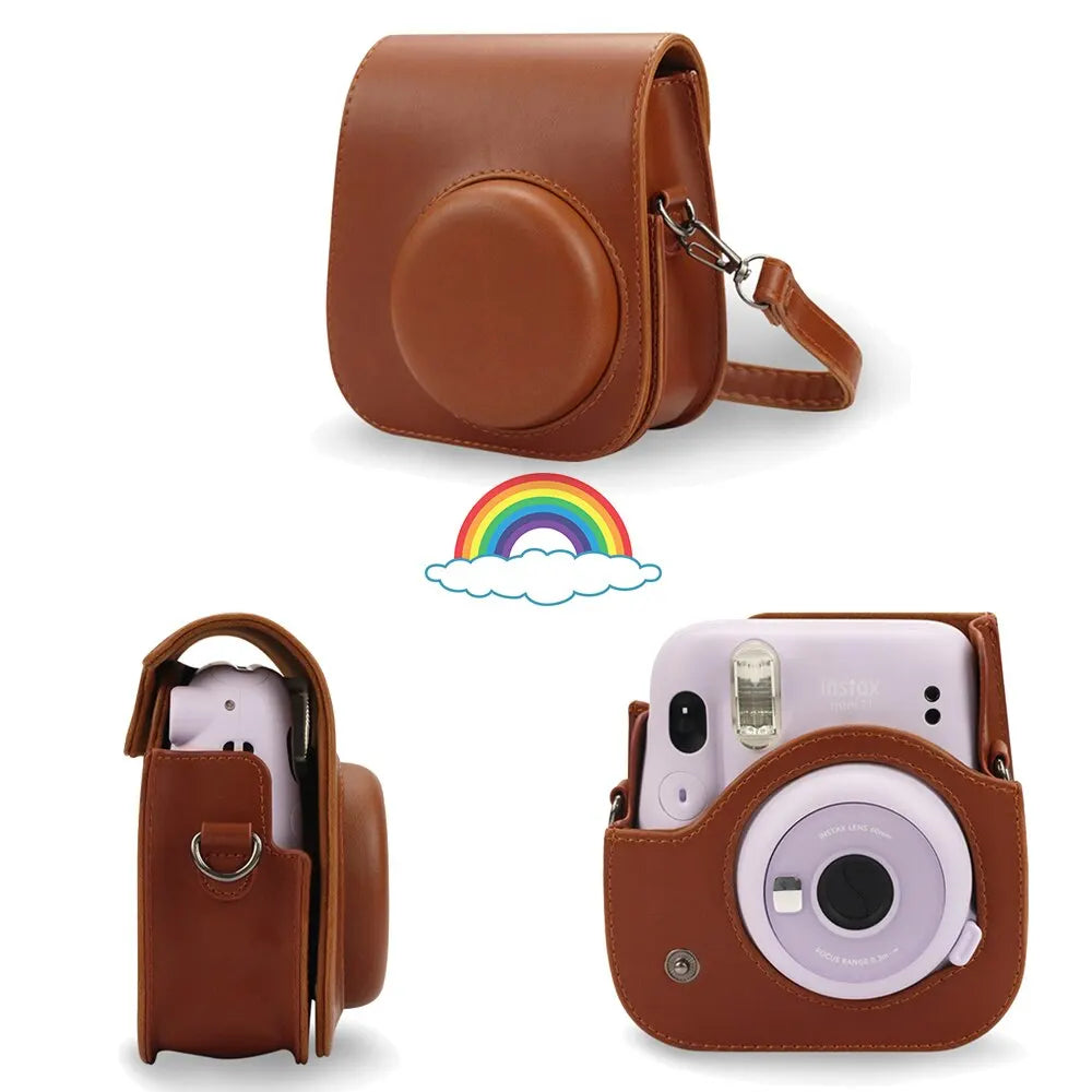 Fujifilm Instax Mini Camera Case Bag PU Leather Cover With Shoulder Strap