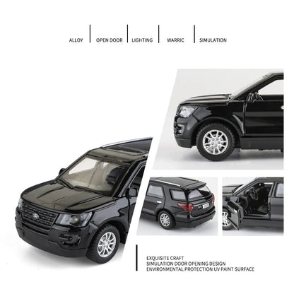 New 1:36 Ford Explorer Alloy Car Model Sound and Light Diecasts