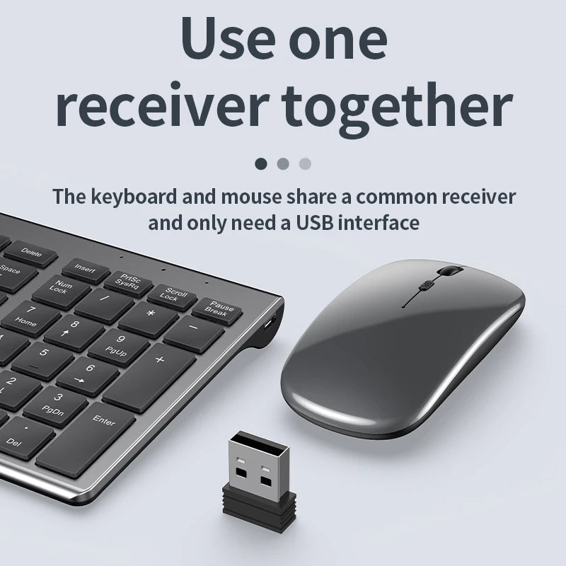 Keyboard and Mouse Set Bluetooth-Compatible Slim Rechargeable USB Keyboard Mouse