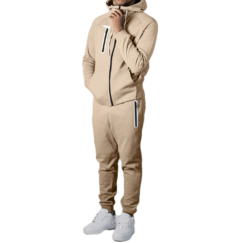 Wholesale Mens Sweat Suits Zips 2 Pieces Hoodie Set Jogging Suit Tech Fleece