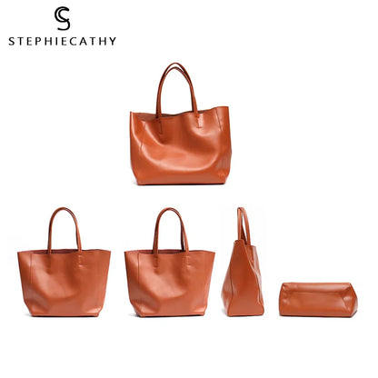 SC Luxury Brand Cow Leather Tote Bags Designer Cowhide Handbags Women Shoulder