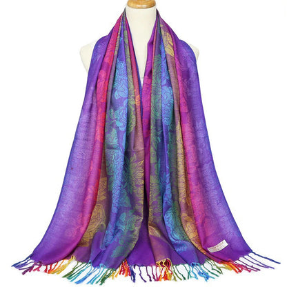 Fashion Jacquard Autumn and Winter Cotton Woman Scarf Pashmina Shawl Long