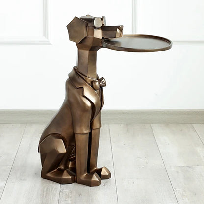 Cute Dog Sculpture  With Tray Holder Home Decor Sculpture Modern Art  Dog Statue