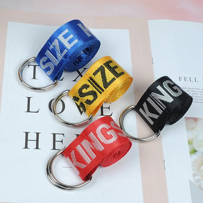 Fashion New Harajuku Unisex Canvas Belt Printing Letter D Ring Double Buckle