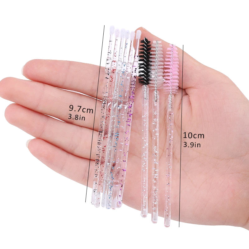 Eyelash Brushes 100pcs Eyebrow Tools Crystal Microbrush for Eyelashes Mascara