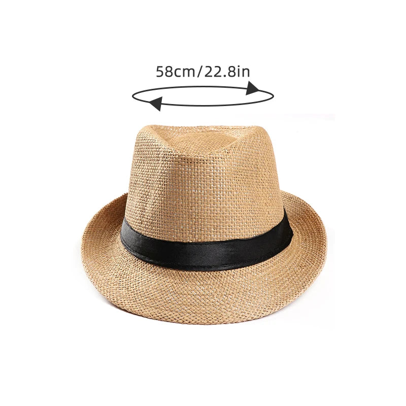 Fashion Men Straw Hat for Women Summer Trendy Beach Sun Hats Solid Color