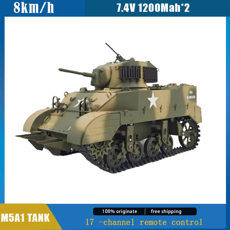 Coolbank U.S. Stuart M5a1 Stuart Rc Tank Model Smoking Sound and Light Electric