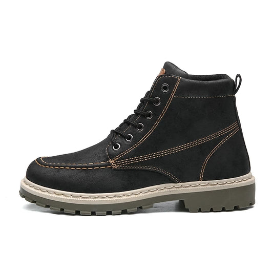 Men High Quality Leather Boots Men Spring Casual Motorcycle Ankle Boots