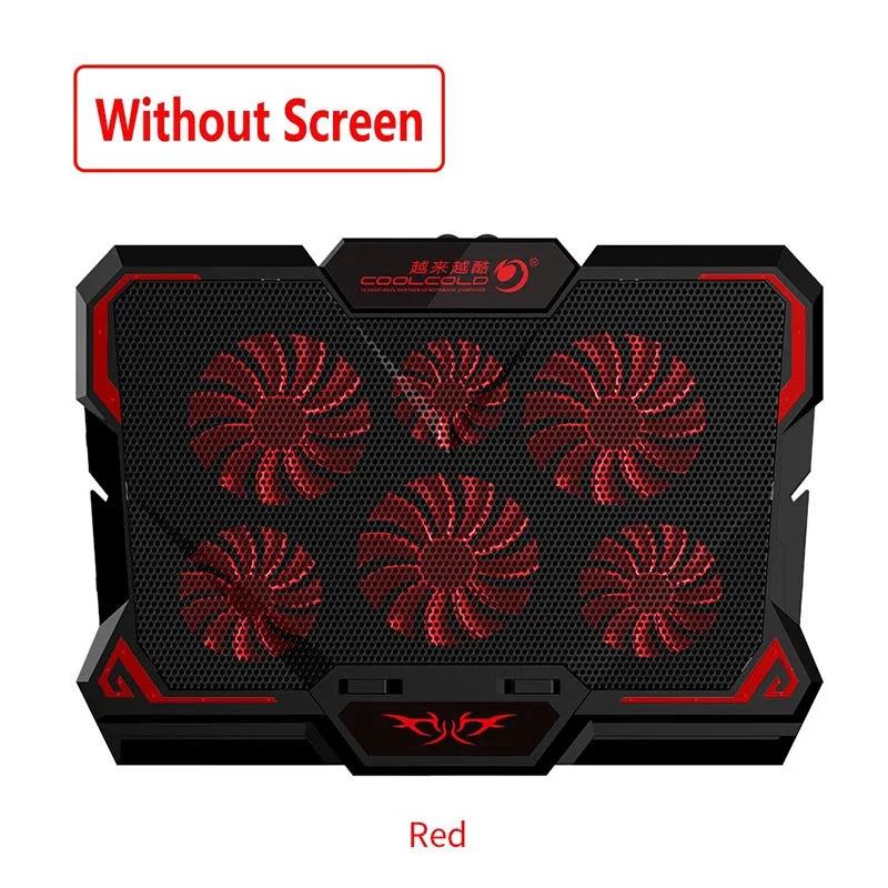 Coolcold Laptop Cooler 6 Fans Laptop Cooling Pad 2 USB Port With Led Screen