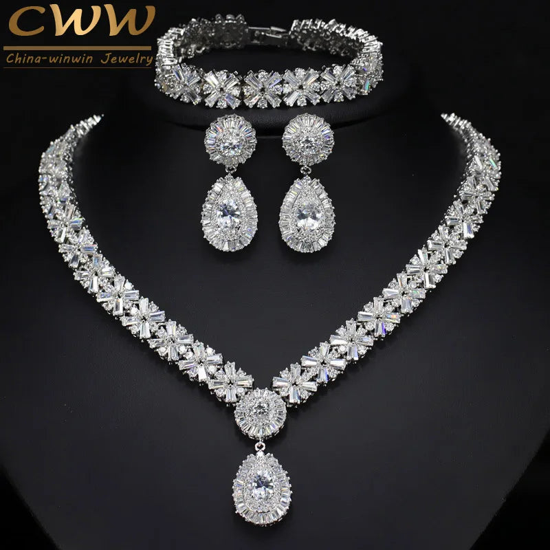 CWWZircons Exclusive Dubai Gold Plate Jewellery Luxury Cubic Zirconia Necklace