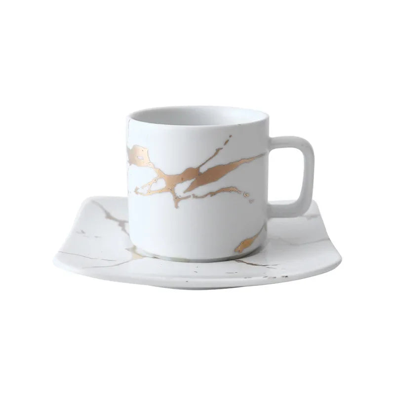 Marble Coffee Cup, Black and White Cup and Saucer Cup