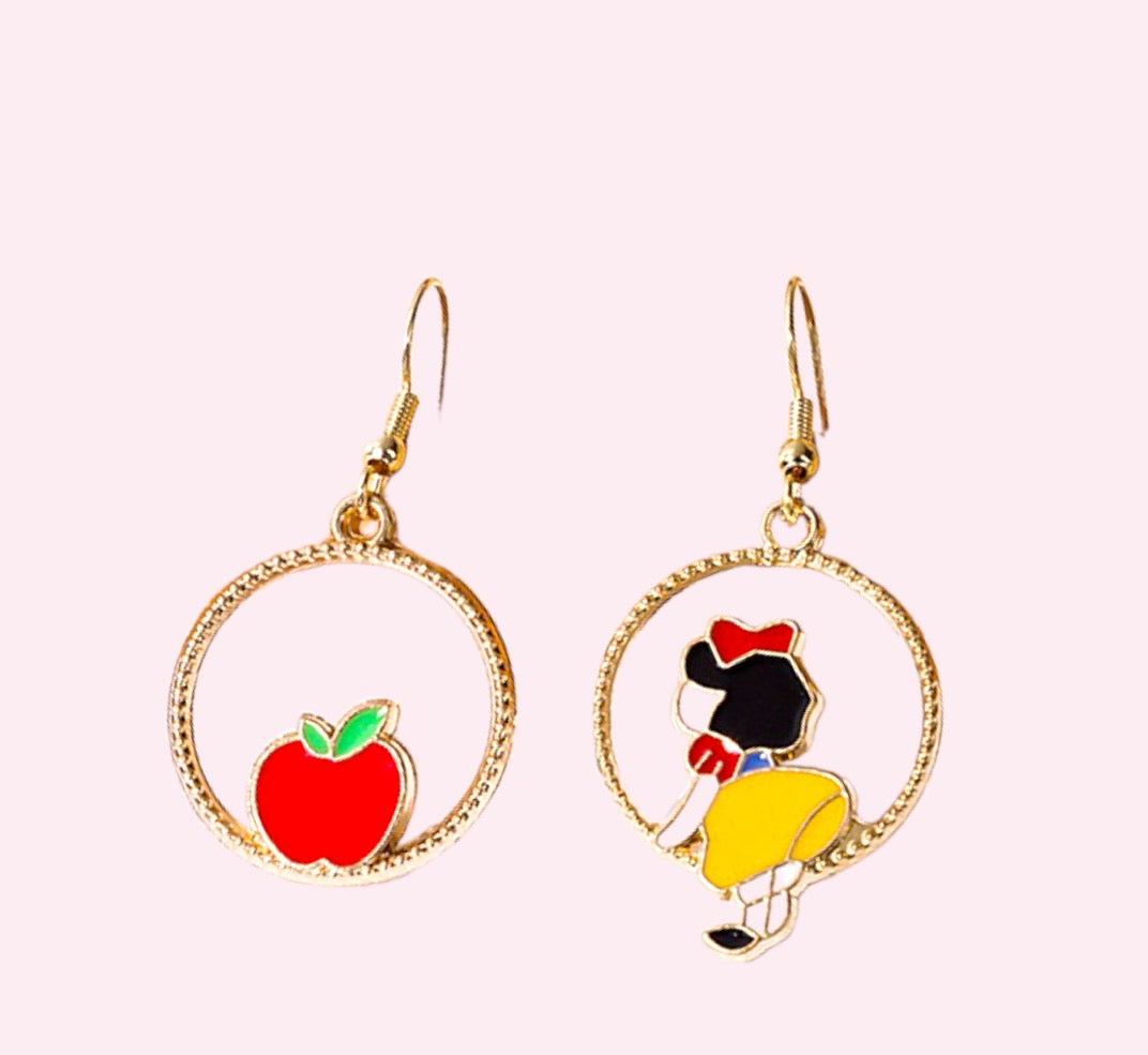 Snow White and Apple Earring, Minimalist Earrings |  Earrings | Handmade Jewelry