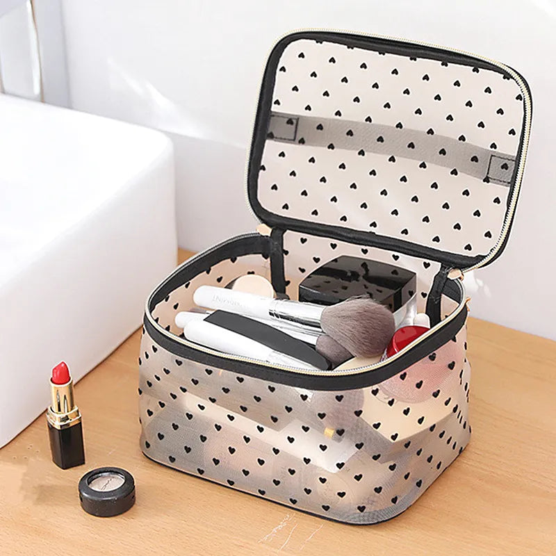 Portable Cosmetic Bag for Women Multifunctional Fine Mesh Toiletries Storage