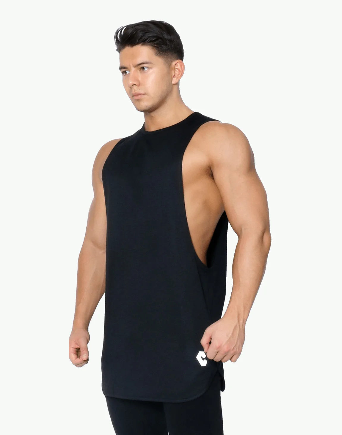 Men Tank Top Big Slit Vent  Sleeveless Shirt  Mens Workout Clothing