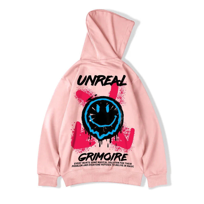 Abfer Men's Hoodies Oversized Hoodie Smiley Graffiti Sweatshirt pullover