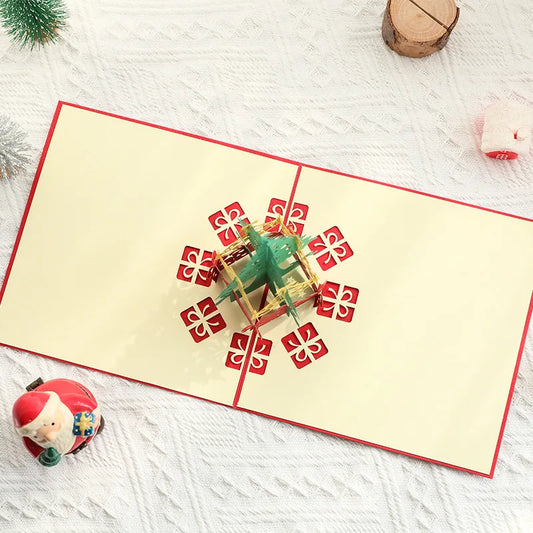 2024 Merry Christmas Pop Up Greeting Card 3D Christmas Blessing Card