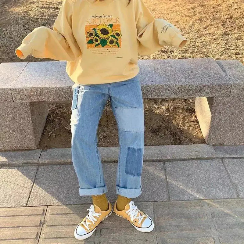 Women Clothes Women Harajuku Streetwear Sunflower Print Hoodie