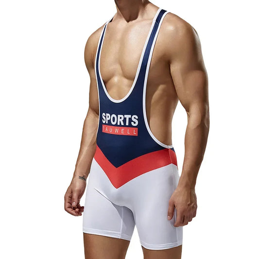 Men Bodysuits Seamless Wrestling Singlet Sports Undershirts Breathable Underwear