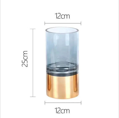 Gilded Base Glass Vase Transparent Hydroponic Flower Pots